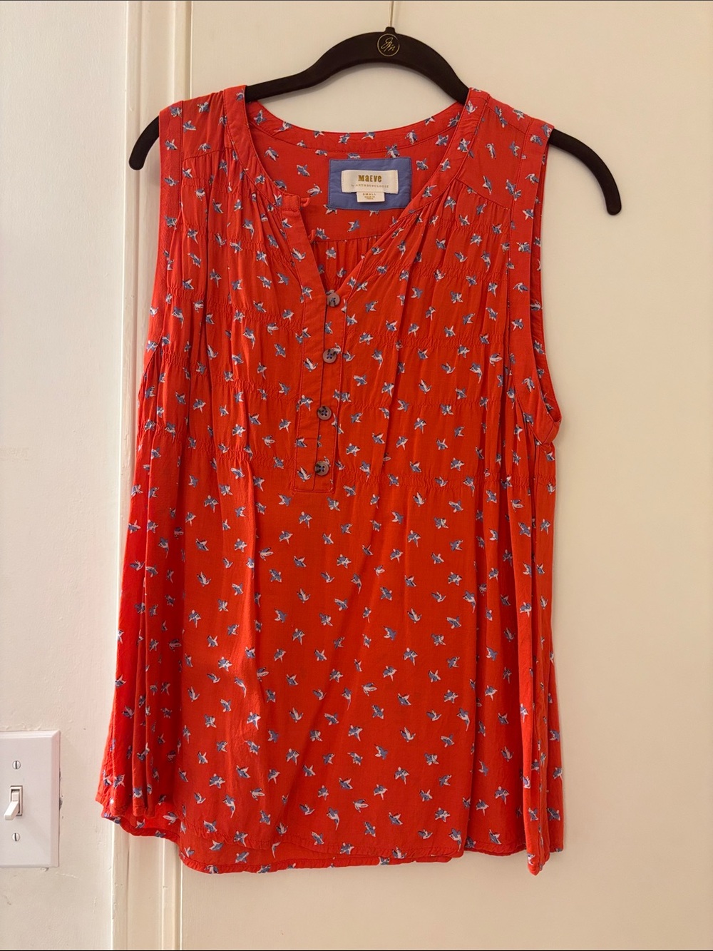 Maeve Red Sleeveless Button-Front Floral Camisole